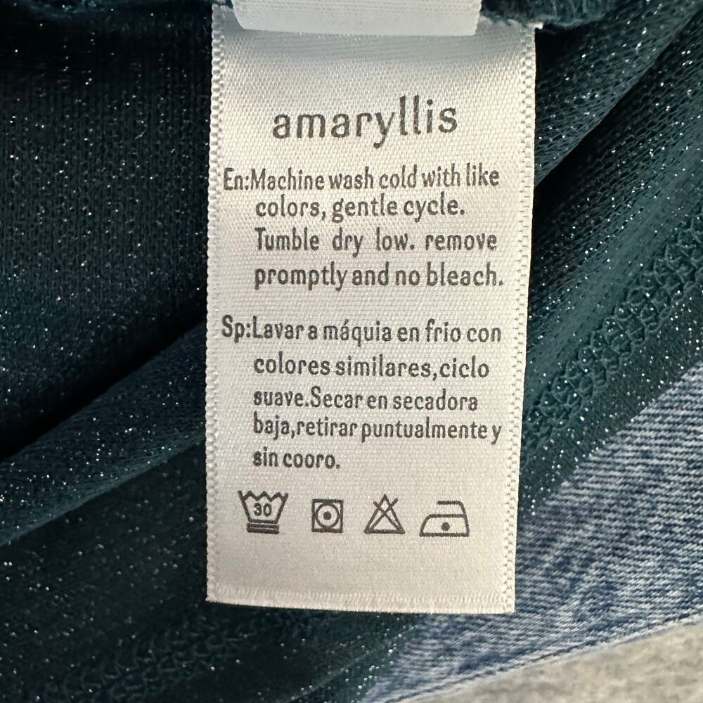 Amaryllis Blouse WMNS XL  Petal Sleeves Sparkle Emerald Green Boat Neck Top - Picture 7 of 7